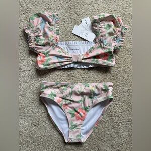 Cat & Jack Floral Bikini Set with Pastel Pink and sage Green. BNWT